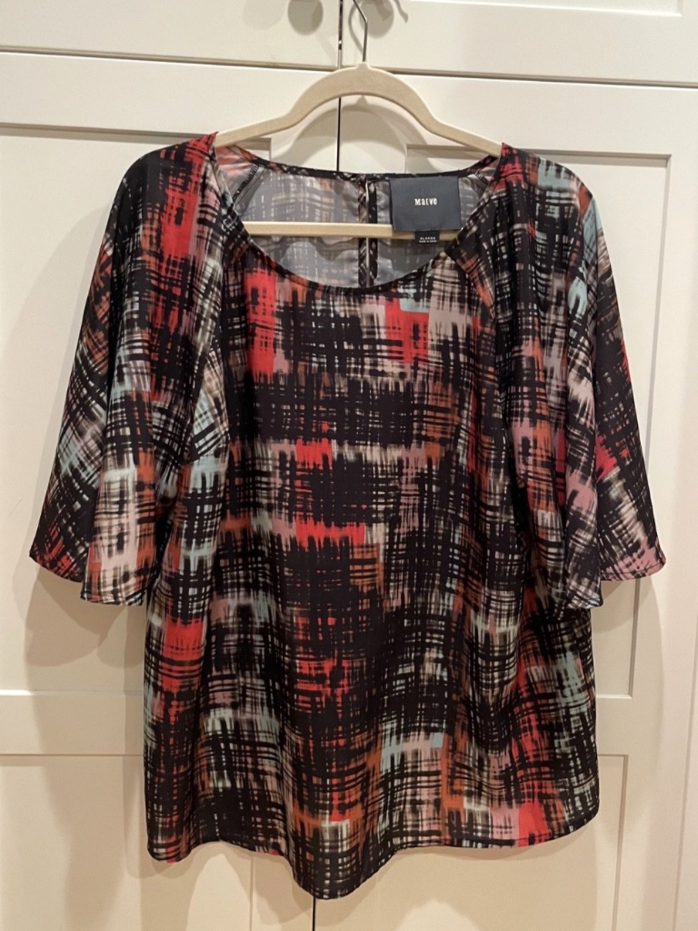 Maeve Maeve Anthropologie XL Short Sleeve Blouse Shirt Top Multicolor Abstract